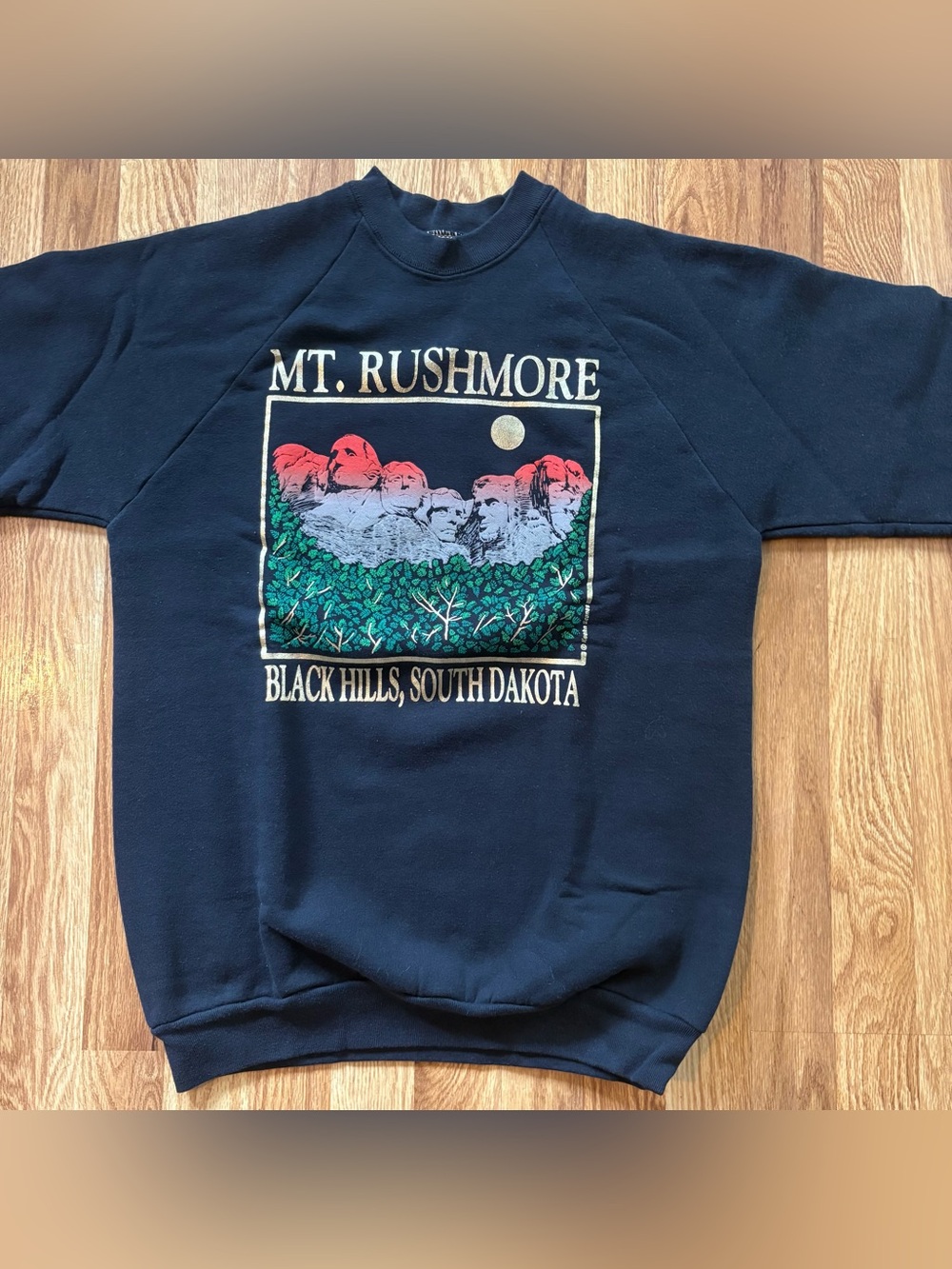 Vintage Mount Rushmore Black Sweater Size Large Fruit Of The Loom 90s Made USA